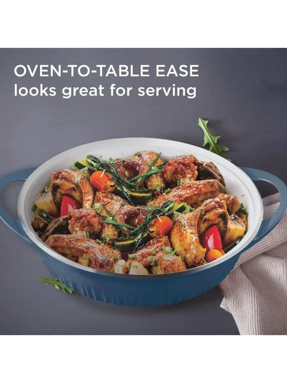 Lightweight 4-Qt Nonstick Cast Aluminum Braiser with Lid for Even Heat Cooking